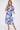 Blue Leaf Print Short Sleeve V Neck Midi Dress