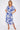 Blue Leaf Print Short Sleeve V Neck Midi Dress