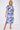 Blue Leaf Print Short Sleeve V Neck Midi Dress