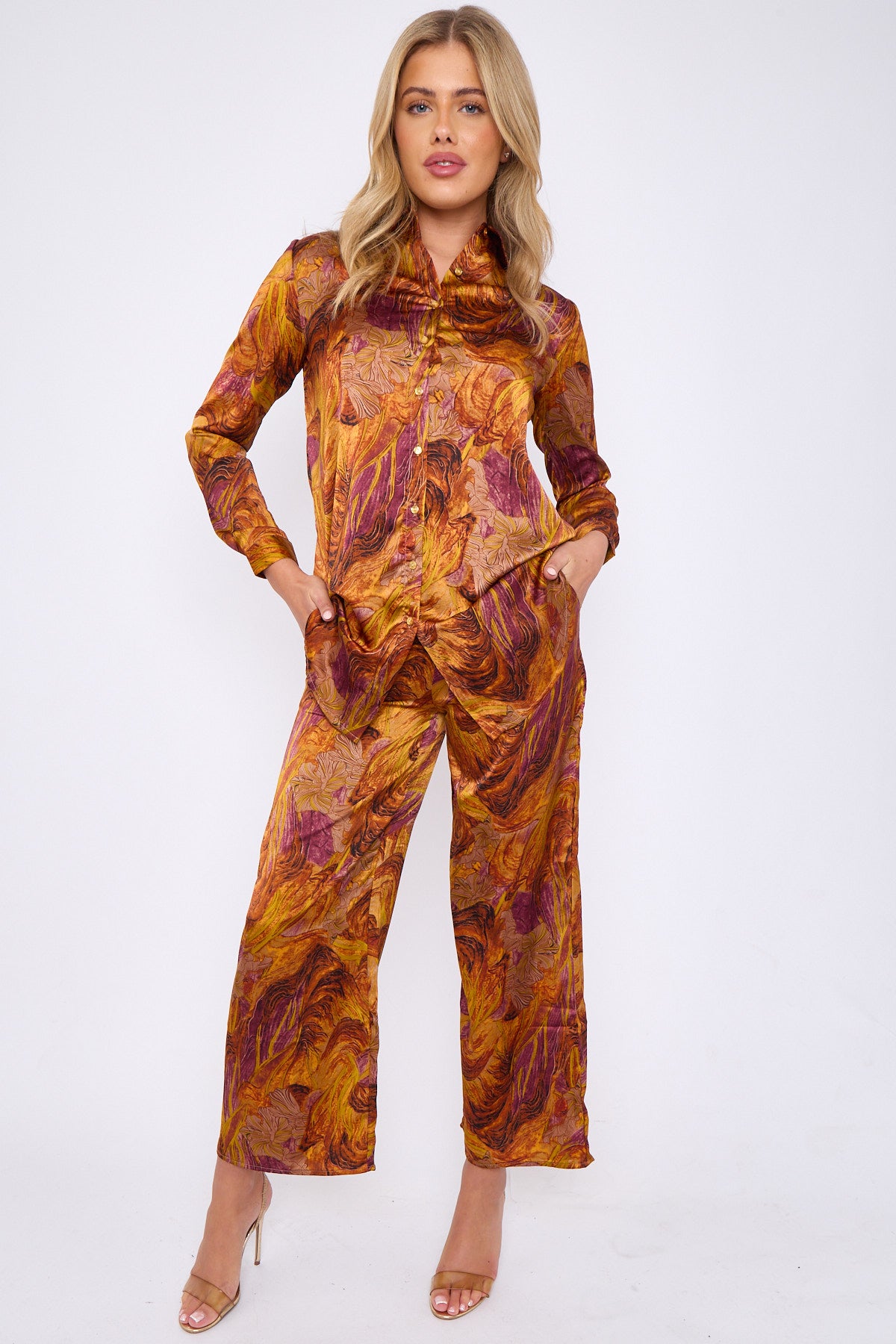 Luxury Abstrat Print Co-ord Shirt and Trousers Set