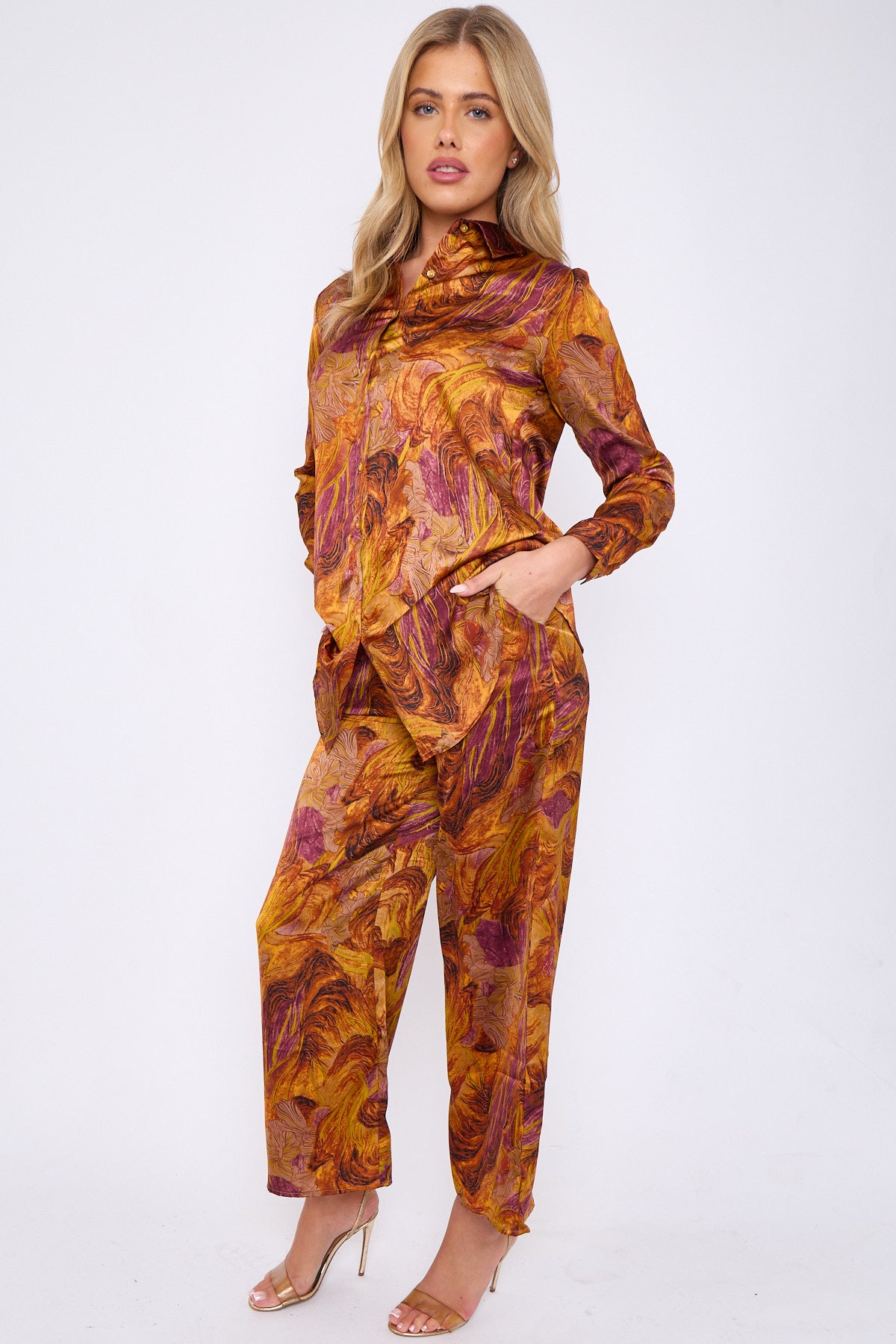 Luxury Abstrat Print Co-ord Shirt and Trousers Set