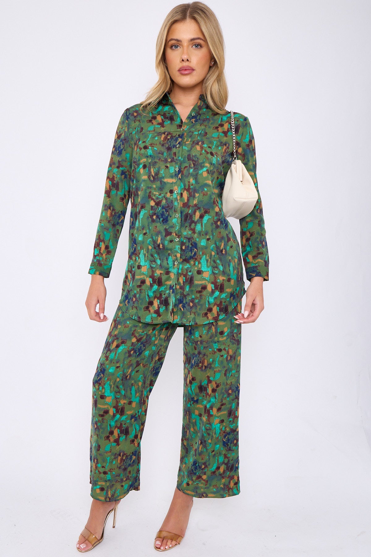 Emerald Abstrat Print Co-ord Shirt and Trousers Set