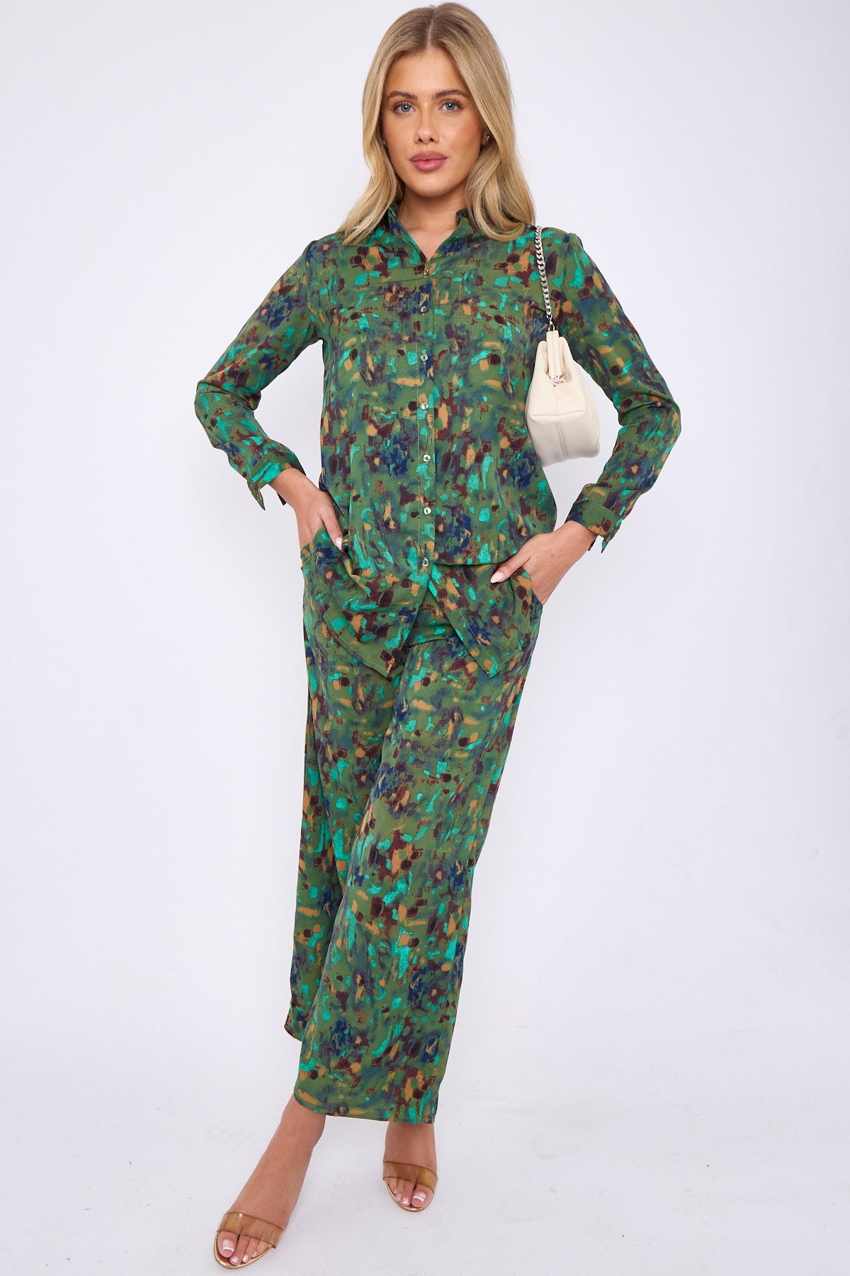 Emerald Abstrat Print Co-ord Shirt and Trousers Set