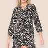 Love Sunshine Black Leopard Print Frilled Hem Wrapped Mini Dress Brunch Dress Casual Dress Everyday Dress Garden Party Dress Going Out Dress Leopard Print Dress Long Sleeve Dress LS-2328