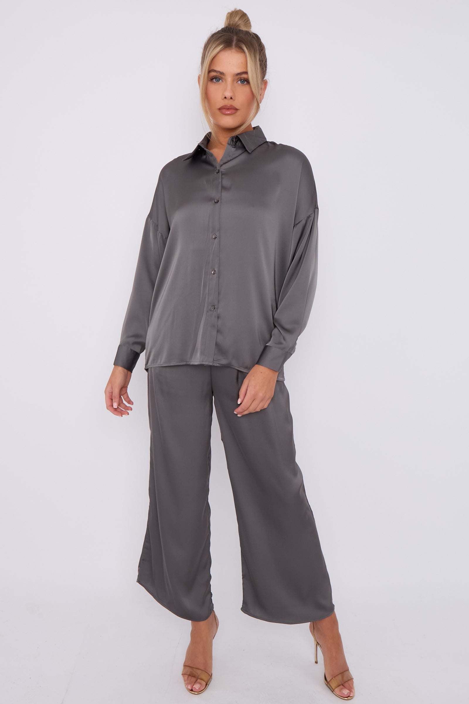 Love Sunshine Grey Brushed Satin Trousers LS-2163-2