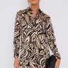 Love Sunshine Black and Beige Paisley Print Satin Long Shirt LS-5002