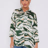 Love Sunshine Green Tie Dye Stripe Print Satin Oversized Shirt LS-5003