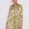 Love Sunshine Olive Green Paisley Print Satin Long Shirt LS-5002