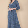 Love Sunshine Blue Floral Printed Wrapped Midi Dress LS-2258